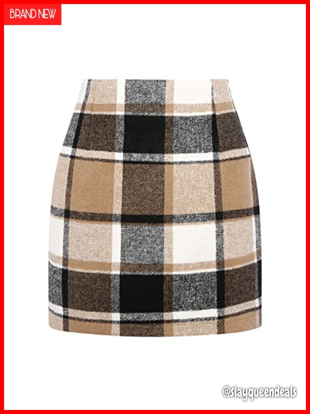 Wool Blend Plaid High Waisted Bodycon Pencil Mini Skirt
